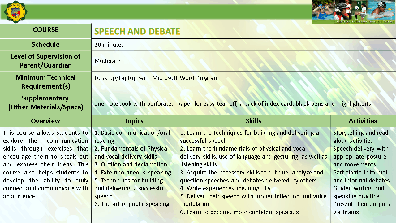 SPEECH AND DEBATE